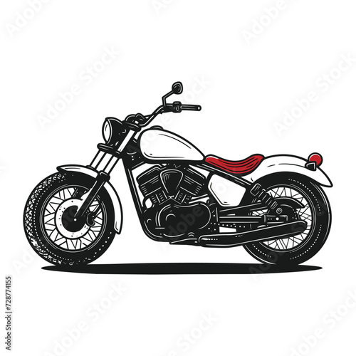 Motorcycle,simple,minimalism,flat color,vector illustration,thick outlined,white background