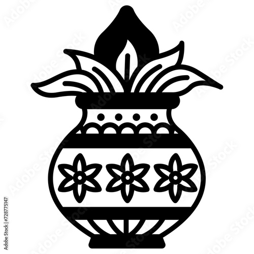 Kalasha glyph and line vector illustration
