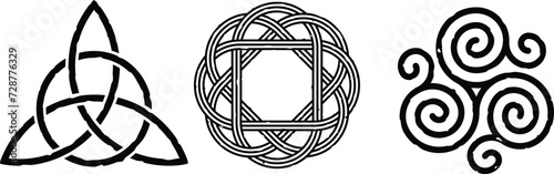 Grunge Celtic Symbols - Knot, Triskele, Triquetra