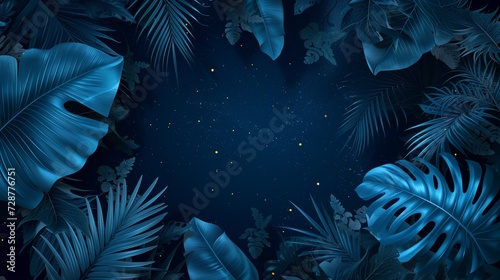 Tropical background with palm leaves and stars. Vector illustration.AI.