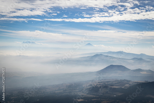 view from the popocatepetl and iztaccihuatl volcanoes from el ajusco in mexico city photo
