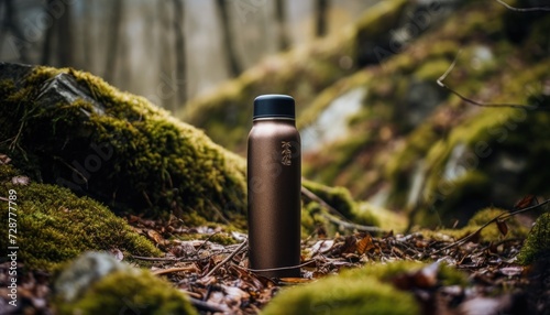 Water Bottle Resting Amidst Forest Greenery