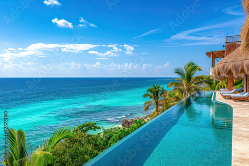 resort hotel on the shores of the tropical ocean