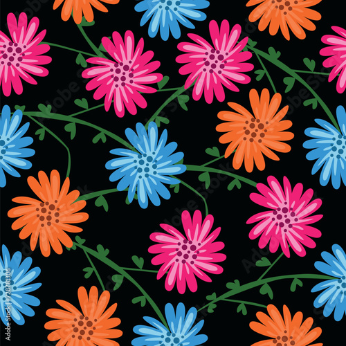 seamless pattern abstracts floral flowers composition 