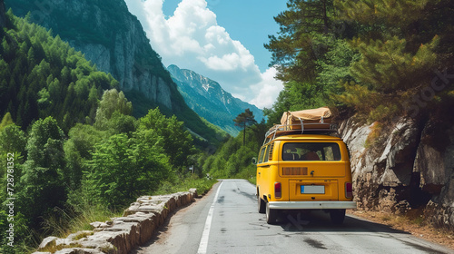 travel car in the mountains