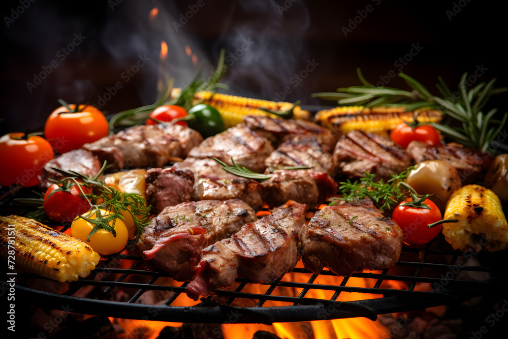 Sizzling BBQ Delight Grilled Meat and Veggies Sizzling BBQ Delight Grilled Meat and Veggies