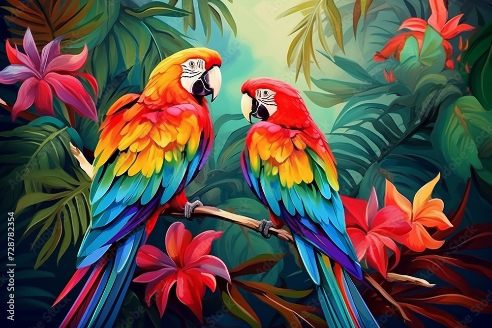 parrots on the tree parrots on the tree