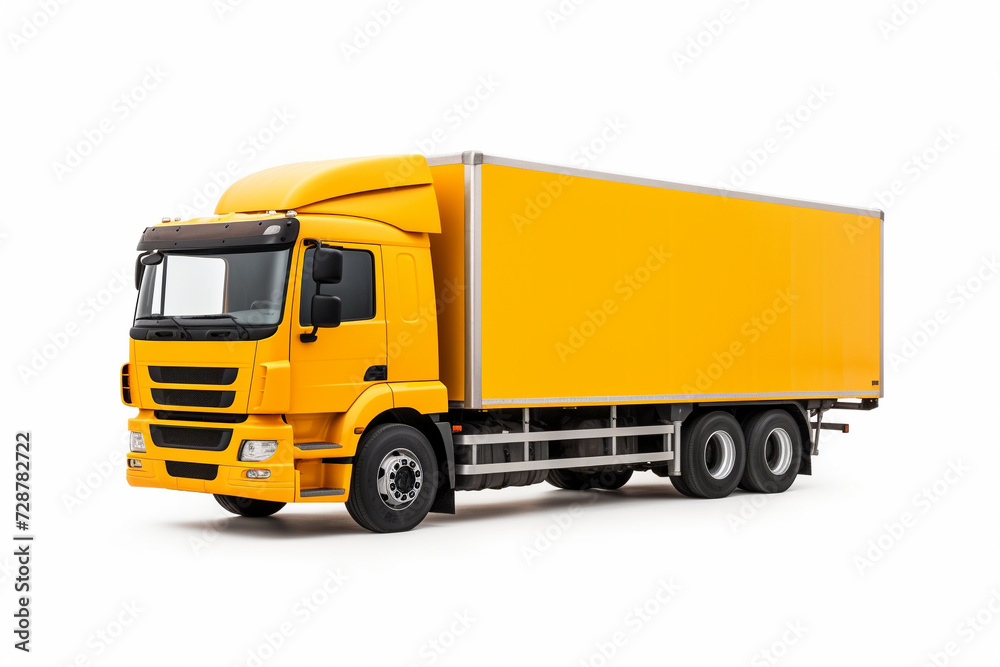 yellow truck isolated on white