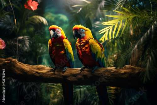 parrots on a branch