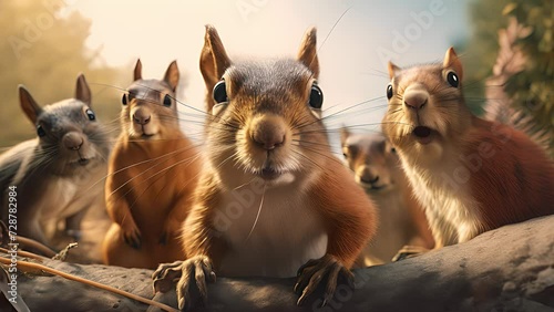 A group of squirrels taking a selfie. Created with Generative AI.
 photo