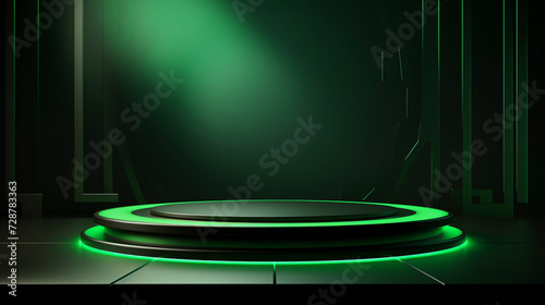 futuristic green podium 
