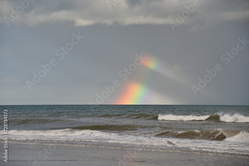 Rainbow over the sea, Curracloe Beach, Coolrainey, Curracloe, County Wexford, Ireland