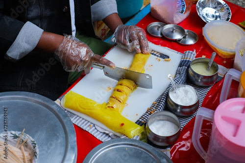 Making of Tibetan spicy laphing in Majnu Ka Tila Delhi photo