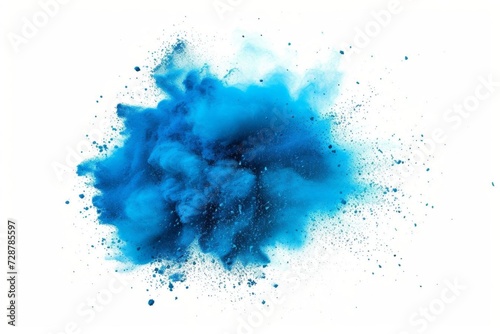 Vibrant cyan blue holi paint powder explosion Festive and colorful Isolated on white background