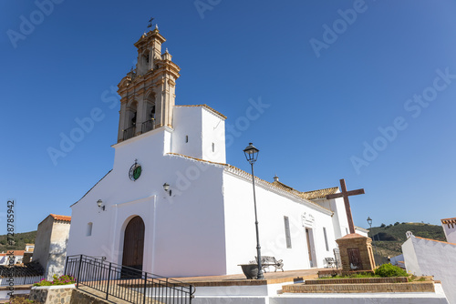 Iglesia Nuestra Señora De Las Flores (Our Lady of Flowers Church) in Sanlucar de Guadiana village in Huelva province, Andalusia, Spain, on the banks of Guadiana river