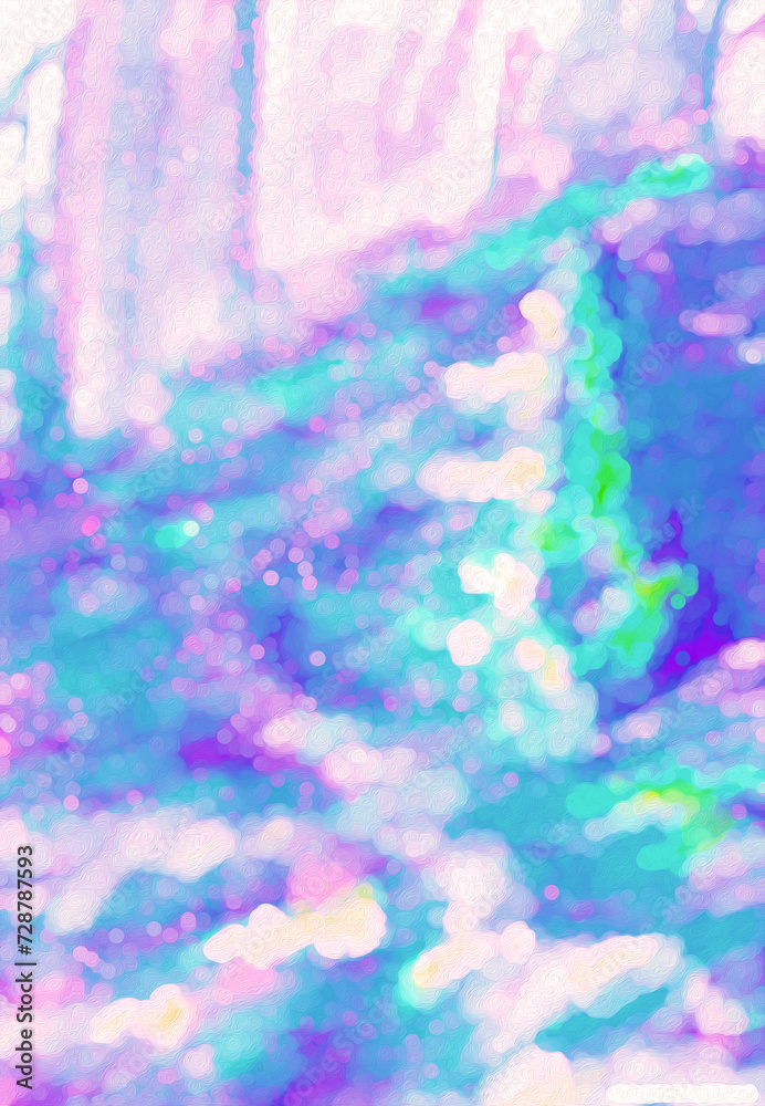 Impressionistic Pathway Through the Snowy Winter Pathway with Texture in Aqua Greens, Blues, Pinks & Purples - Digital Painting, Design, Illustration, Art, Artwork