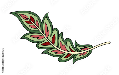 Paisley leaf linear. Pattern and ornament. Aesthetics and elegance. Element for textures and wallpapers. Sticker for social networks. Outline flat vector illustration isolated on white background