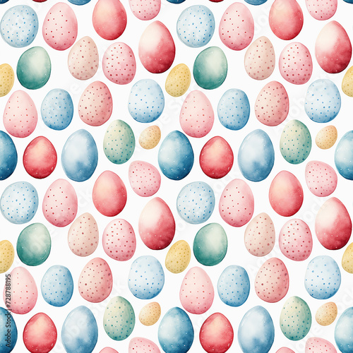 cute watercolor pastel easter eggs on white background. seamless pattern. tile
