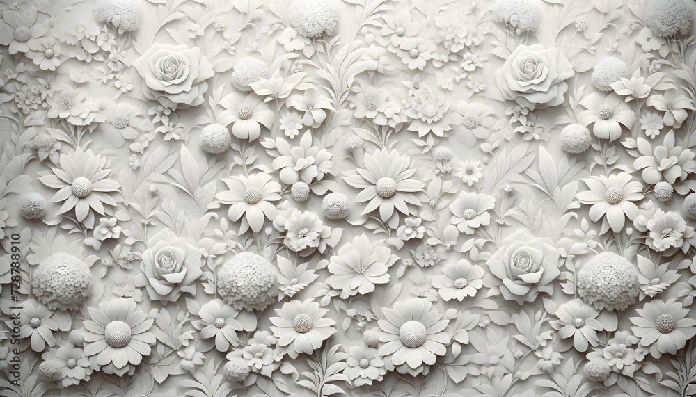 Fototapeta premium Composition florale monochrome blanc