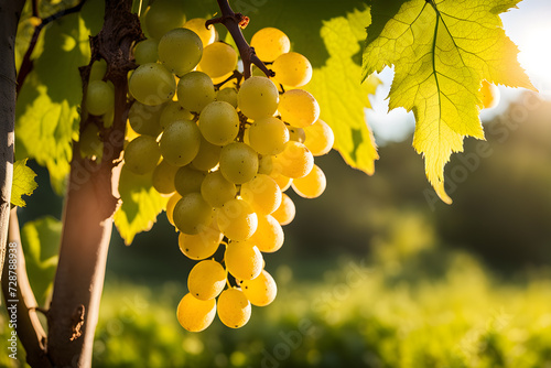 harvest bunches of white grapes in the garden