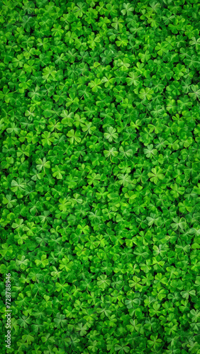 Green Saint Patrick’s Day background with clovers and shamrock, Saint Patrick’s Day template, web design, pattern, model, website banner