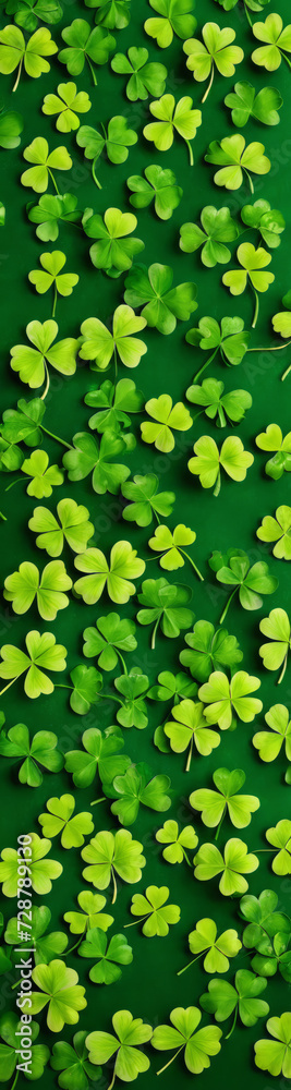 Green Saint Patrick’s Day background with clovers and shamrock, Saint Patrick’s Day template, web design, pattern, model, website skyscraper, banner Green Saint Patrick’s Day background with clovers and shamrock, Saint Patrick’s Day template, web design, pattern, model, website skyscraper, banner