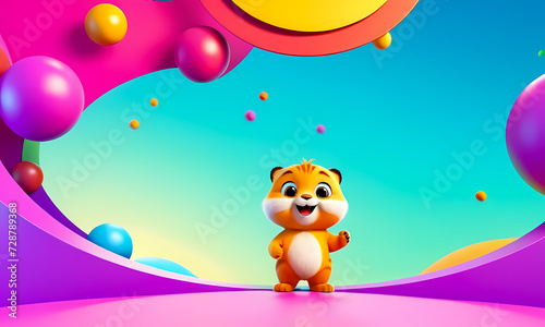 Cartoon 3d character  cartoon illustration   wallpaper for kids   cute cartoon character background