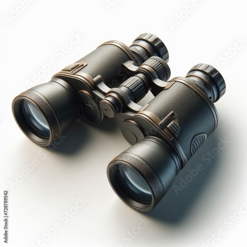 old binoculars isolated on white
