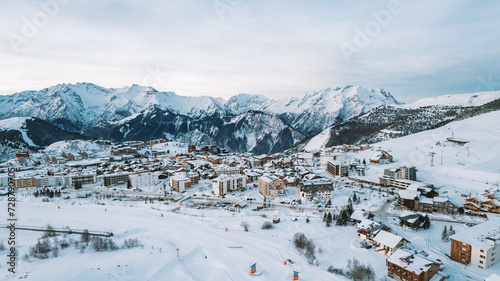 Konstfotografi Station de ski Alpe d'Huez pour un séjour à la montagne en France