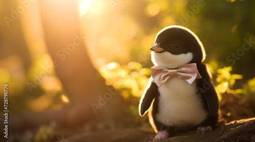 Pinguin mit rosa Schleife - Generated by AI technology