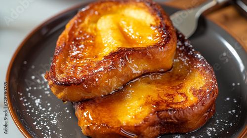 Traditional Spanish Easter dessert torrijas French toast with cinnamon and honey. Holiday treat eaten on Holy week