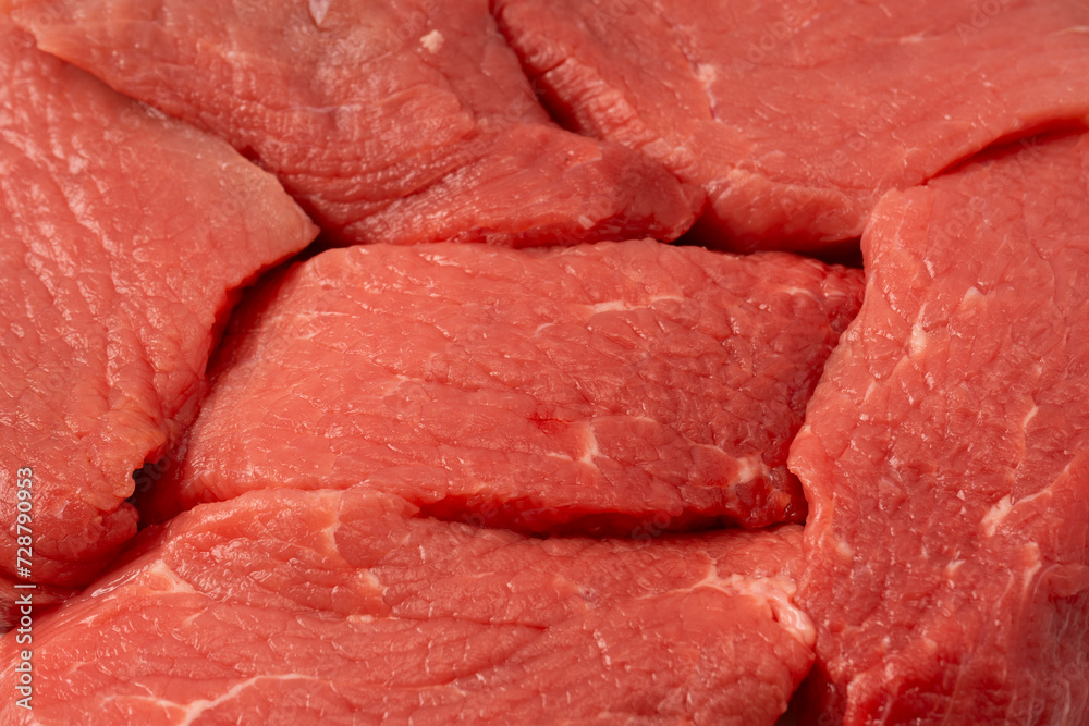 Veal pieces raw isolated on white background. Veal pieces raw isolated on white background.
