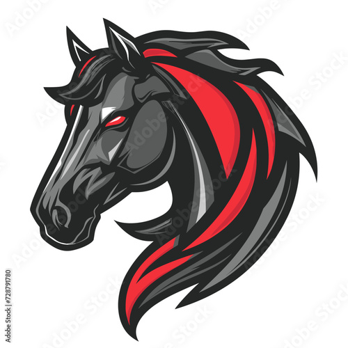 Esport vector logo horse, icon, sticker, symbol, equine, hoss, nag, mascot, mustang, horse head