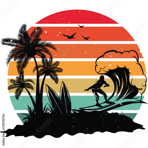 Vintage surfing t-shirt design vector illustration