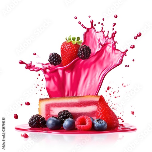 Berry's with berry juice splash isolated on a white background