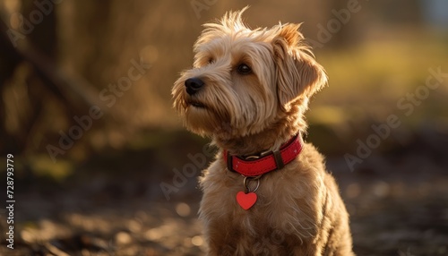 A Small Brown Dog With a Red Collar