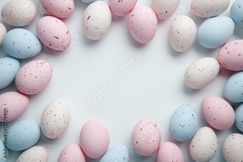 Colorful Easter Eggs Border on a White Background for Spring Celebrations