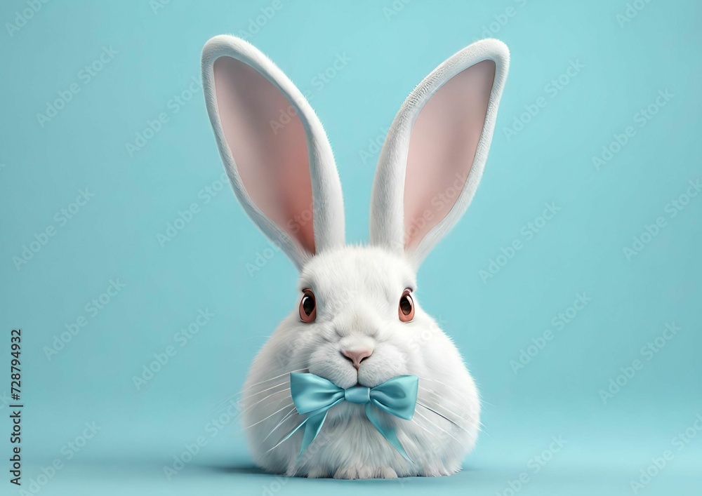 Easter themed blue backdrop with a bunny Easter themed blue backdrop with a bunny