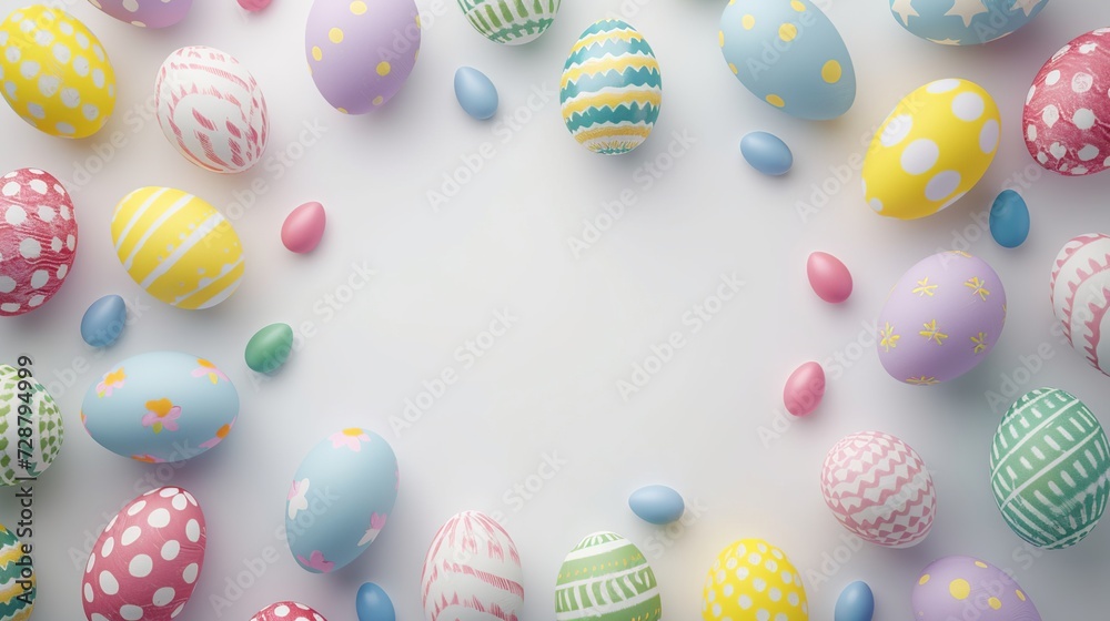 Assorted Decorated Easter Eggs on a Bright White Background