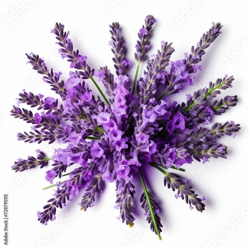 A single piece of lavender top view isolated on white  background