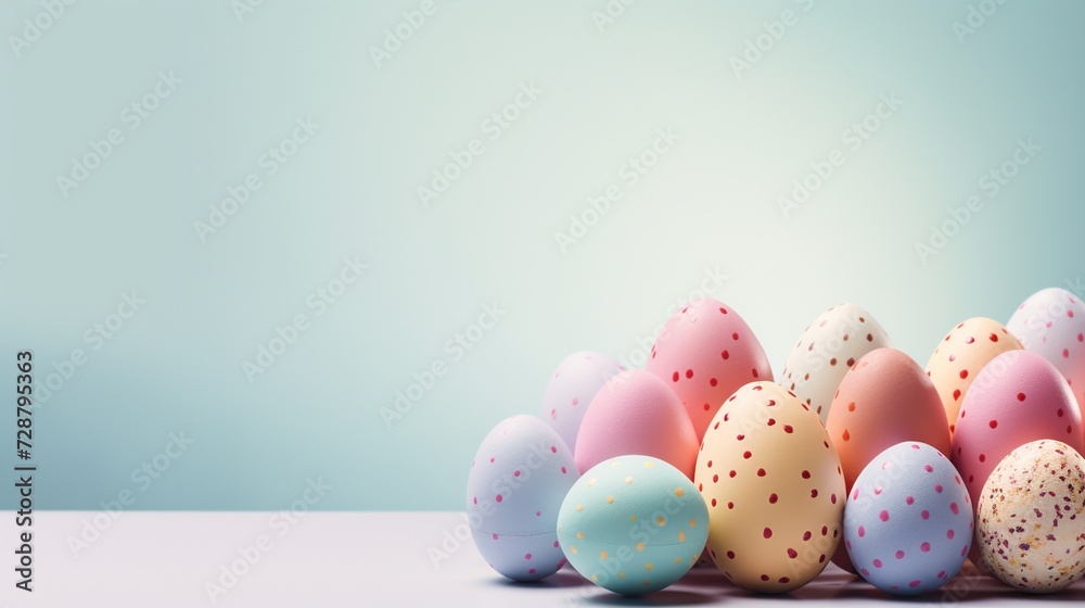 Pastel Perfection: Dotted Easter Eggs on a Clean Pastel Palette