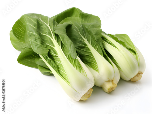 Close up of a green bak choy cabbage on white backgrounds photo