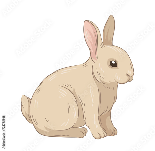Cute fur rabbit concept. Sketch of forest dweller. Hand drawn art. Adorable bunny. Wildlife and fauna. Template and layout. Cartoon flat vector illustration isolated on white backgroun