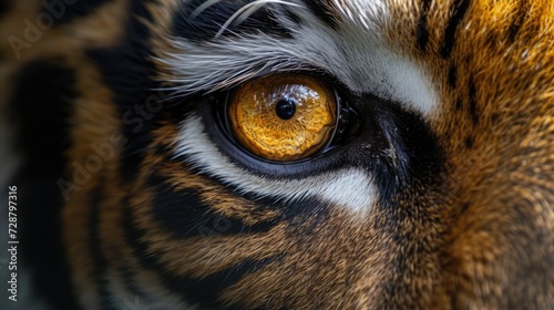 Tiger s Eye Close-Up  Golden Amber with Detailed Striped Fur