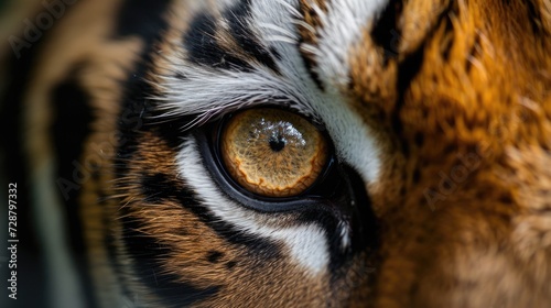 Tiger s Eye Close-Up  Golden Amber with Detailed Striped Fur