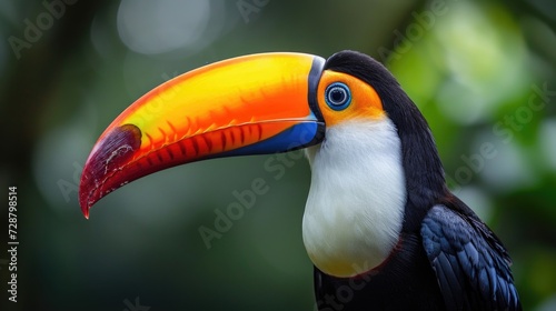 Vibrant Toucan Mid-Call: Black Feathers and Blue Eye Ring