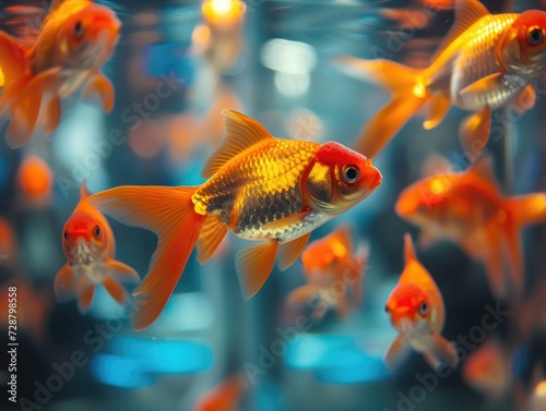 Goldfish swimming in a glass tank © buraratn