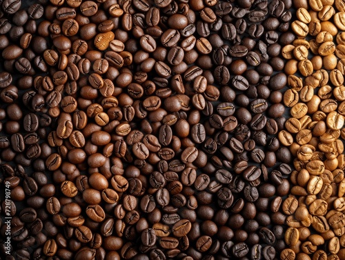 Mixture of different kinds of coffee beans. Coffee Background