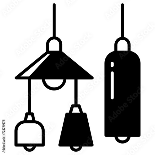 Hang Lights glyph and line vector illustration