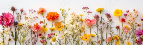 dried pressed flowers on white background #728799945